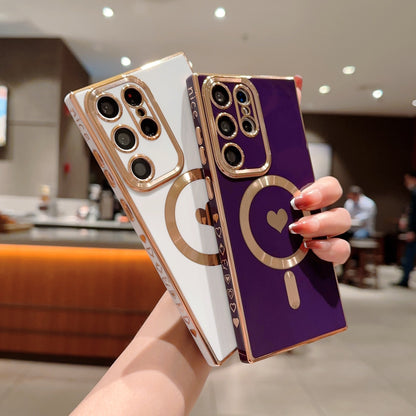 Brushed Magnetic Suction Electroplating Side Real Love Wireless Charger Eye Protection Mobile Phone Protective Cover