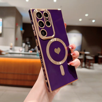 Brushed Magnetic Suction Electroplating Side Real Love Wireless Charger Eye Protection Mobile Phone Protective Cover