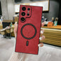 S23 Deer Head Magnetic Wireless Charger Leather Pattern Phone Case